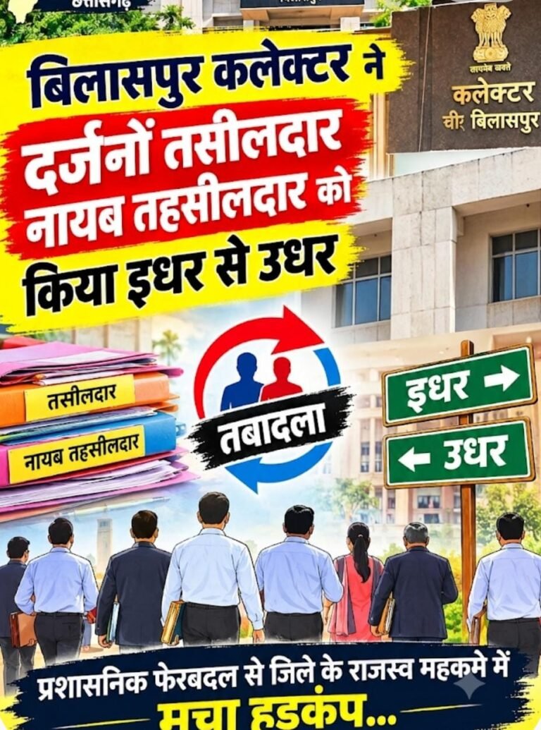 कलेक्टर का बड़ा एक्शन:- जिले में दर्जनों तहसीलदार व नायब तहसीलदार इधर से उधर